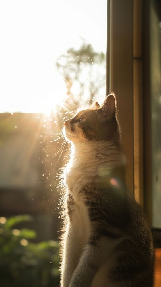 Animal cat windowsill outdoors.