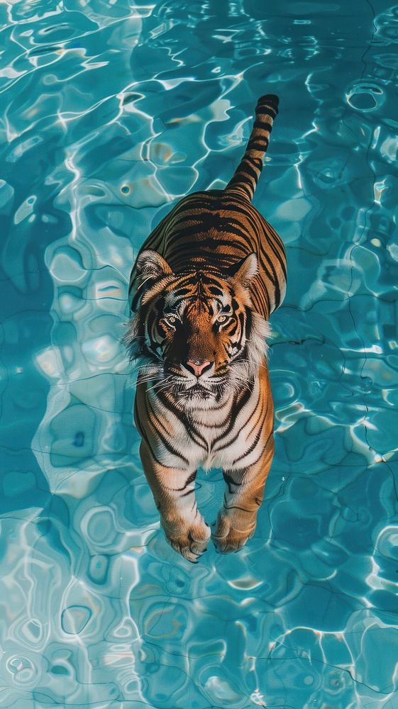 Tiger wildlife animal pool.