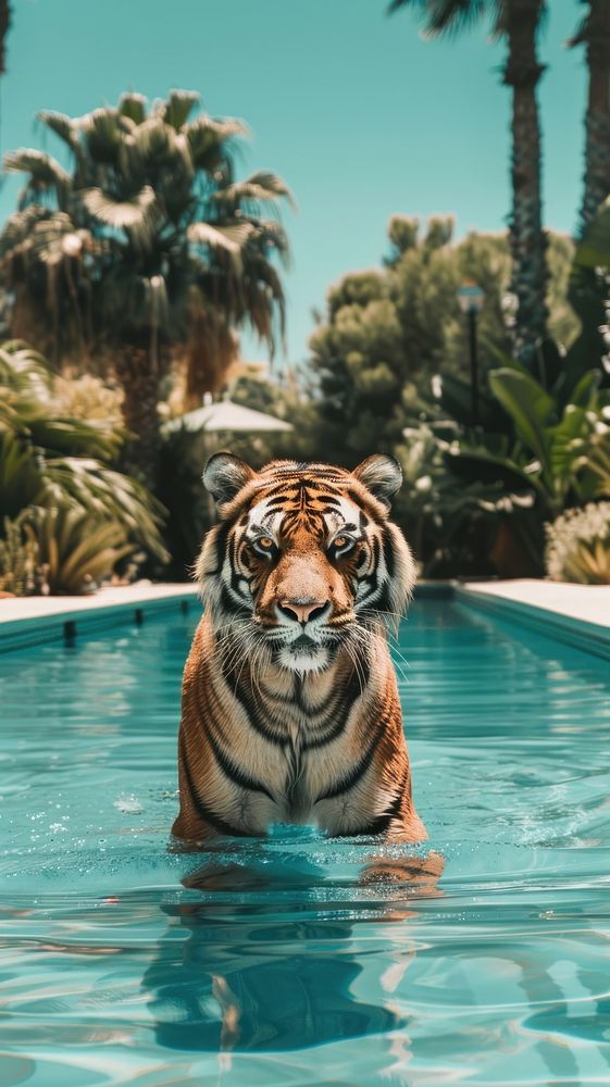 Tiger wildlife animal pool.