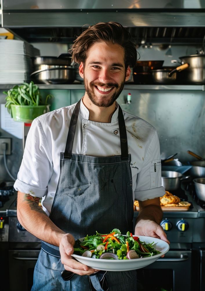 A smiling chef person human adult.