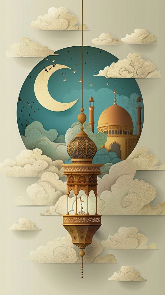 Simple vector eid mubarak mosque art architecture.