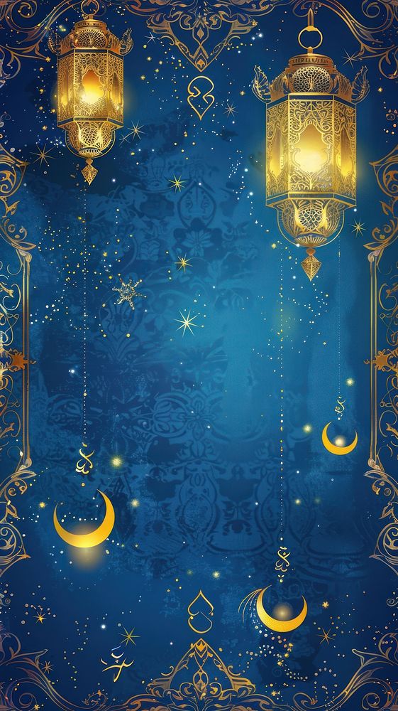 Illustration design Eid Mubarak moon chandelier astronomy.