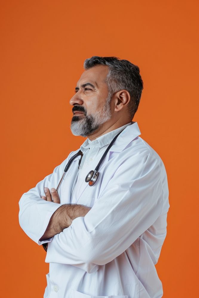 Middle eastern doctor side portrait person adult human.