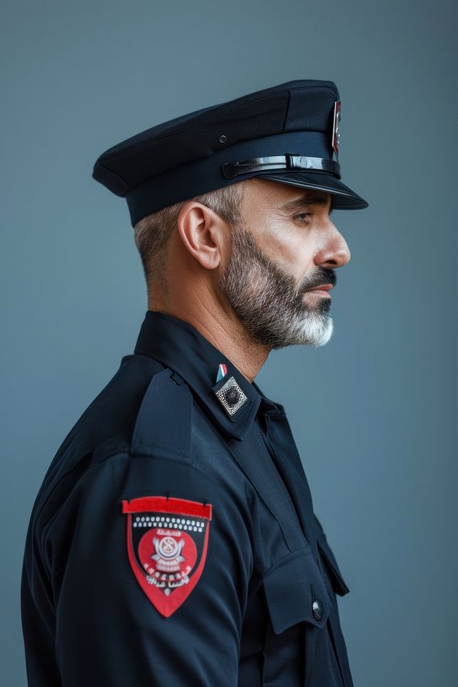 Middle eastern police side portrait officer person human.