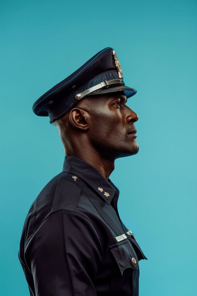 African police side portrait officer person human.
