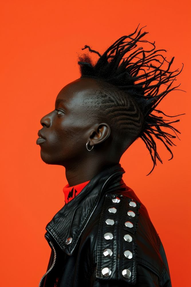 African punk rock side portrait person human hair.