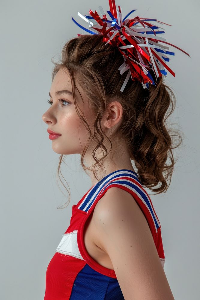 American cheerleader side portrait photo photography accessories.