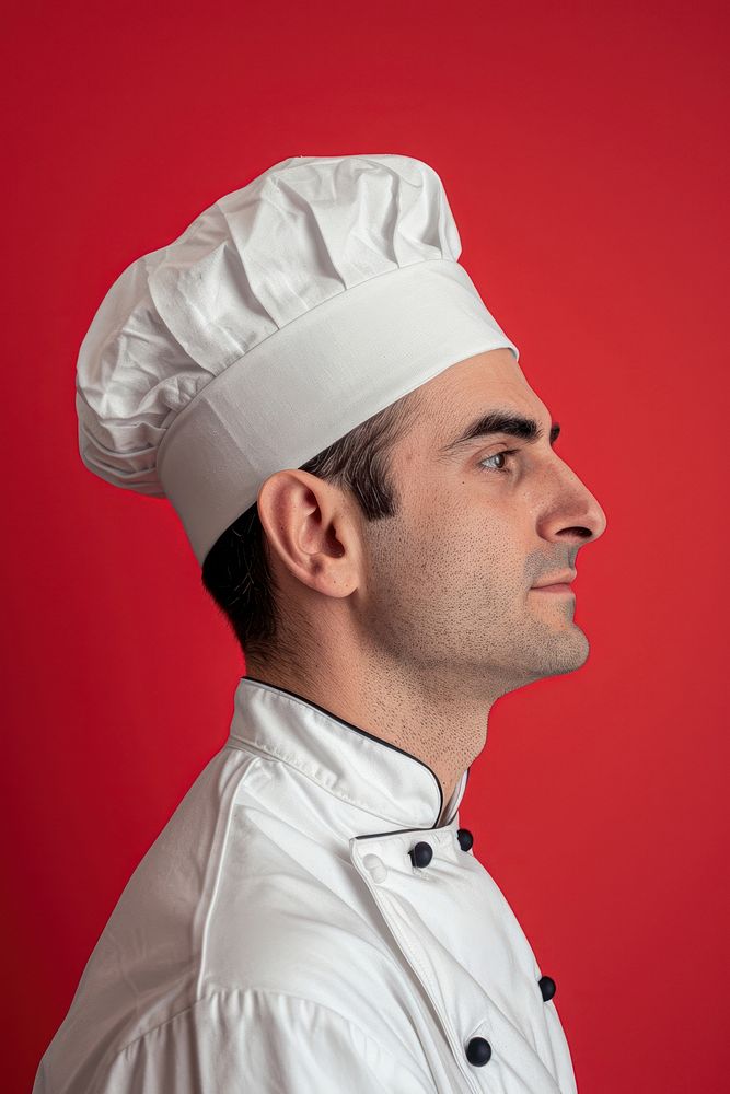 American chef side portrait clothing apparel person.