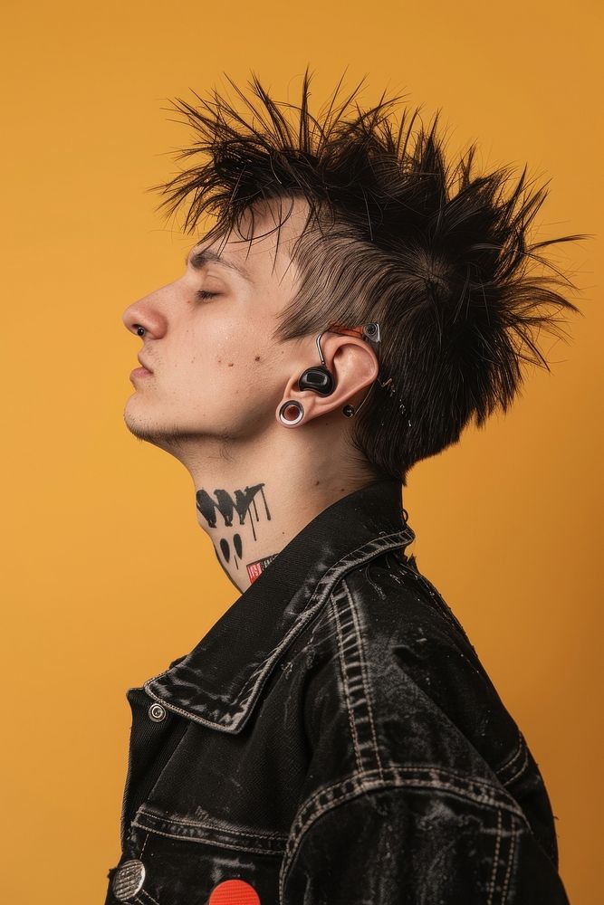 American punk rock side portrait person tattoo human.