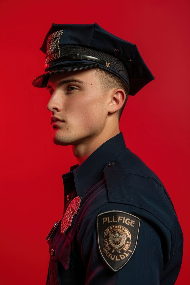 American police side portrait officer person symbol.