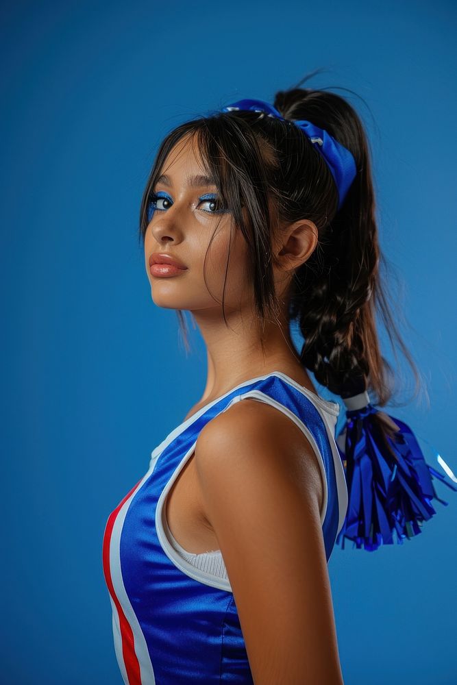Latinx cheerleader side portrait photo photography shoulder.