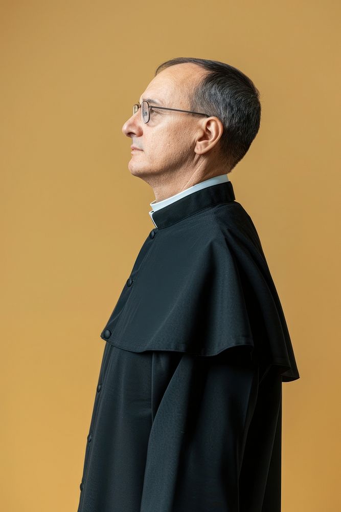 Priest side portrait accessories accessory glasses.