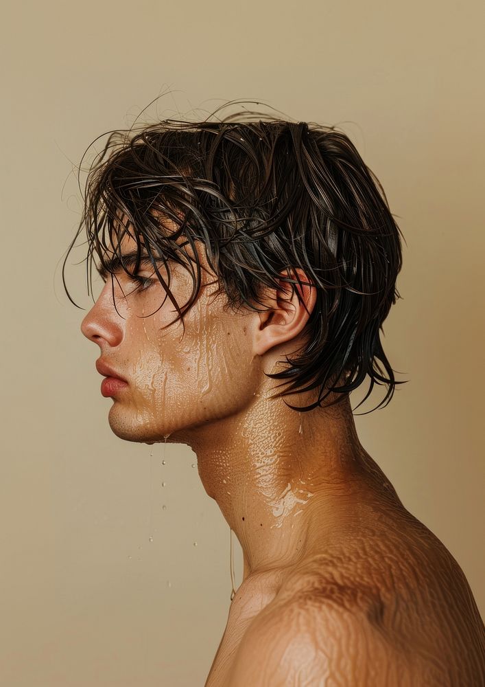 Man with wet hair sweating person human.