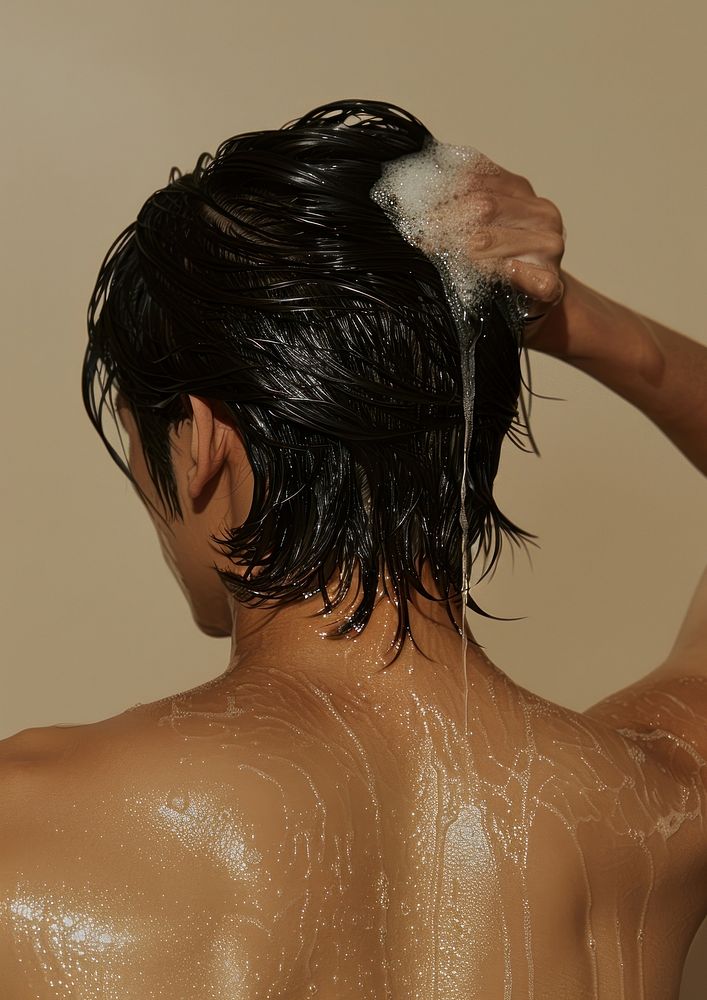 Southeast Asian man washing her hair bathing person human.