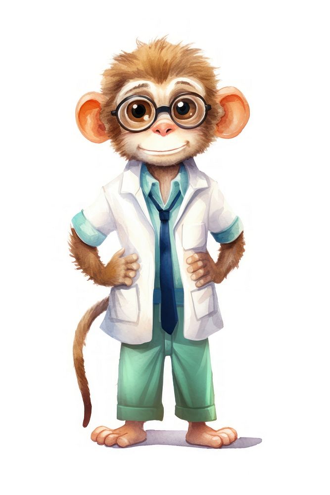 A monkey dentist character cartoon coat accessories photography.