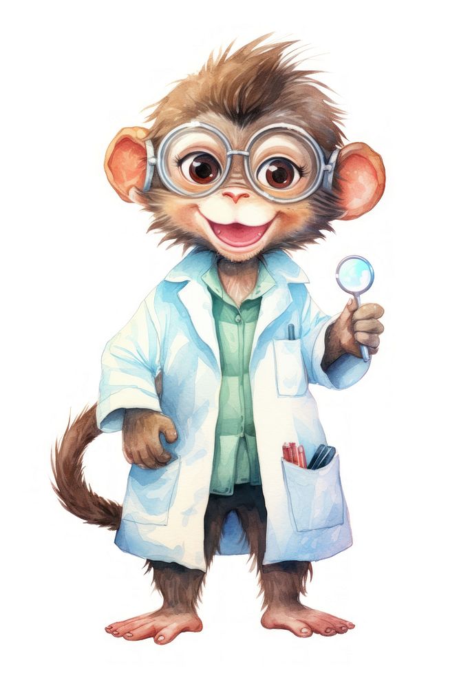 A monkey dentist character cartoon coat photography clothing.