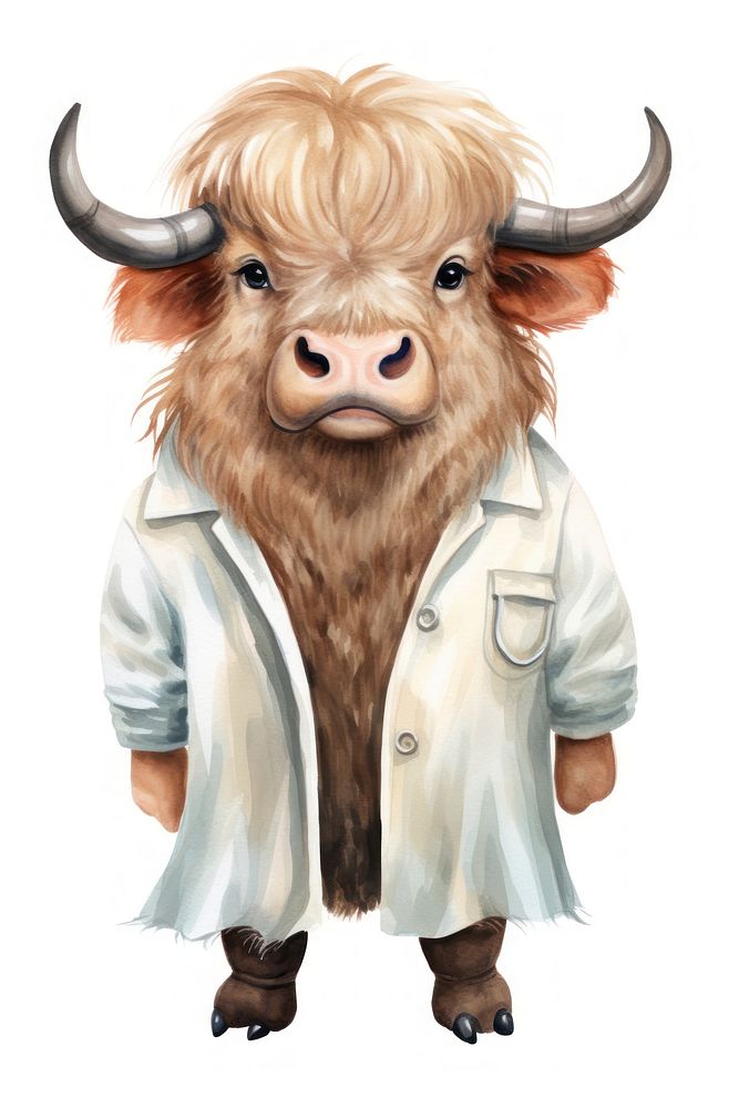 A buffalo dentist character cartoon livestock wildlife animal.