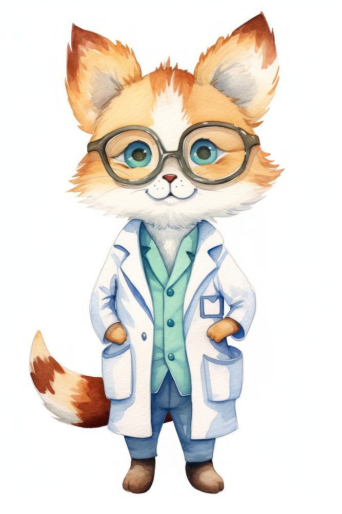 A fox dentist character cartoon coat photography accessories.