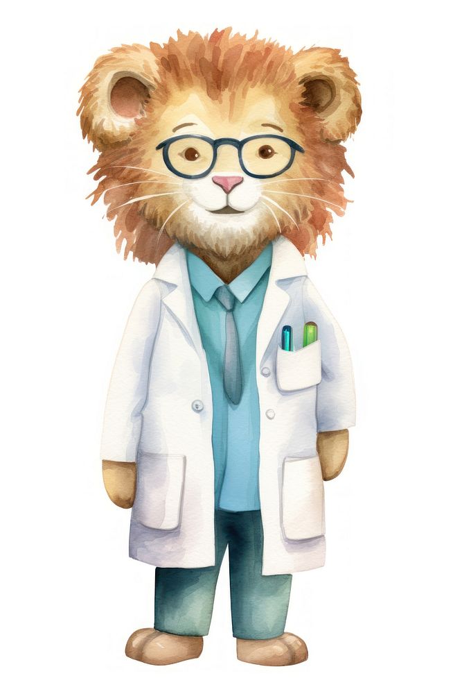 A lion dentist character cartoon coat clothing apparel.