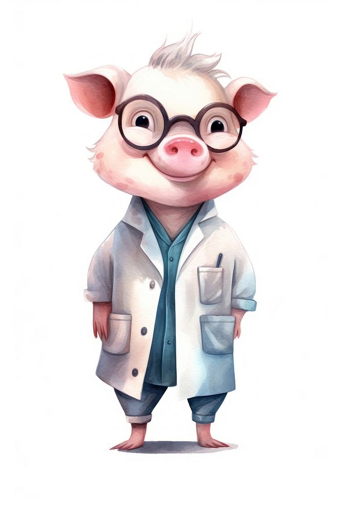 A pig dentist character cartoon coat clothing apparel.