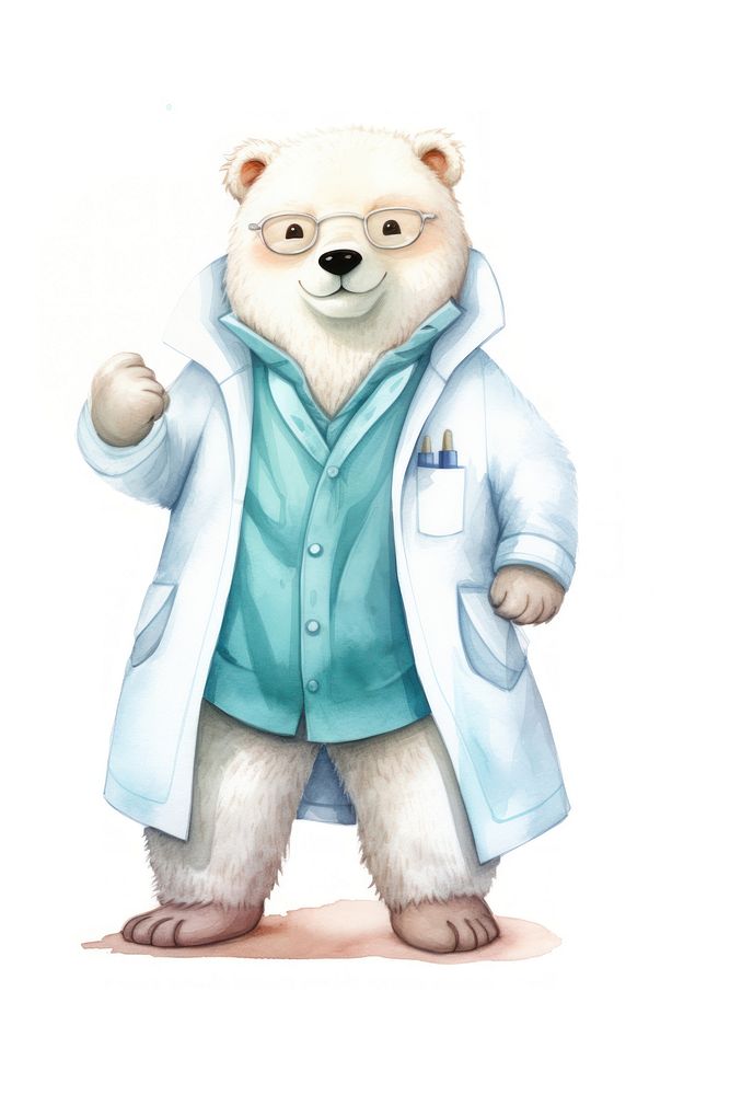 A polar bear dentist character cartoon coat clothing apparel.