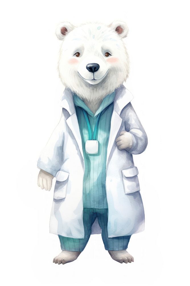 A polar bear dentist character cartoon coat clothing apparel.