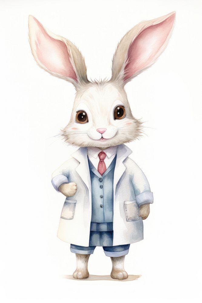 A rabbit dentist character cartoon coat rat accessories.