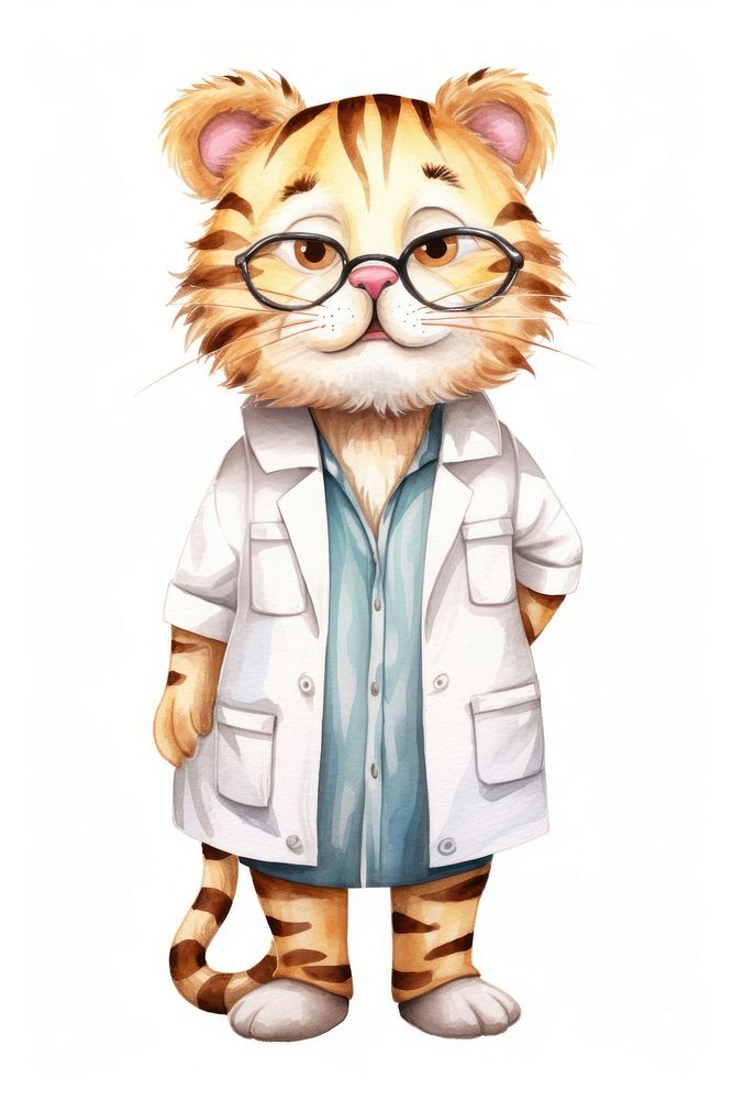 A tiger dentist character cartoon coat clothing apparel.