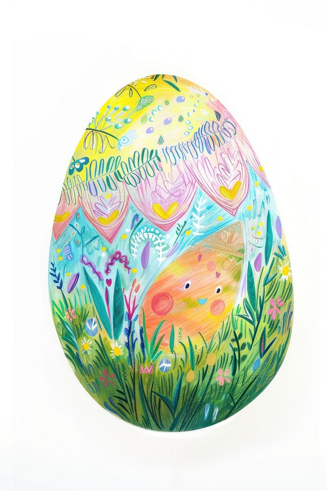Hand painted decorated a easter egg food.