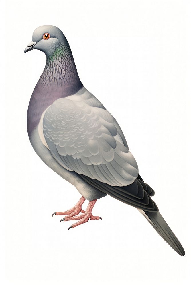 Colored pencil texture illustration Of pigeon animal bird dove.