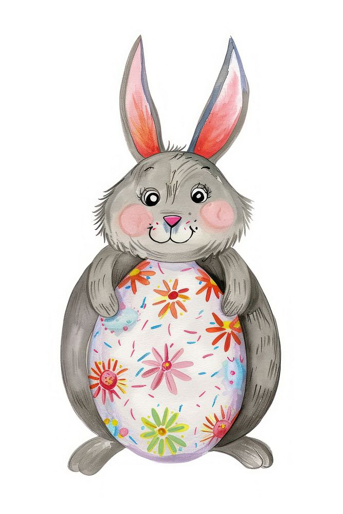 Hand painted decorated a easter egg animal mammal rabbit.