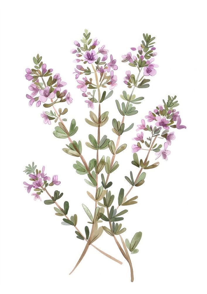 Flat vector hand drawn illustration a Thymus mongolicus flower astragalus blossom.