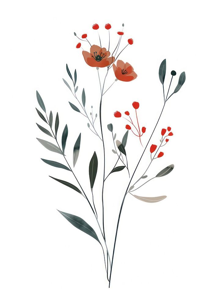 Flat vector hand drawn illustration a wildflower graphics painting pattern.