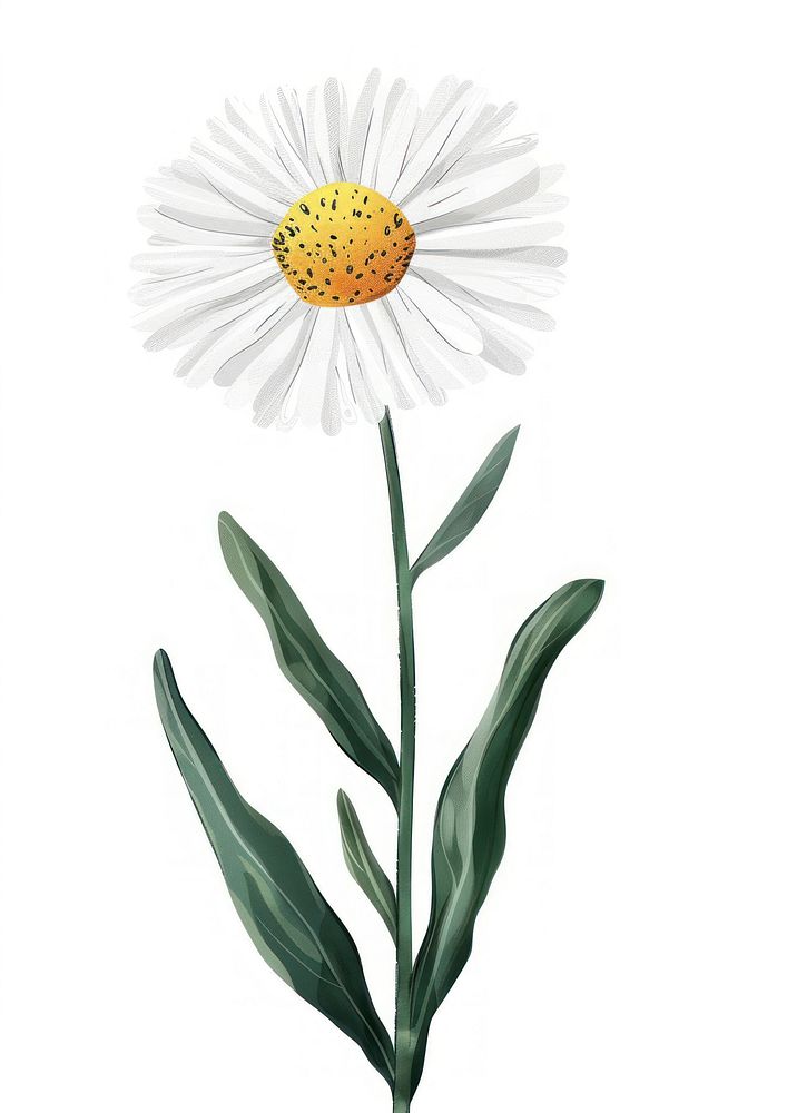 Flat vector hand drawn illustration a Bellis perennis flower asteraceae blossom.
