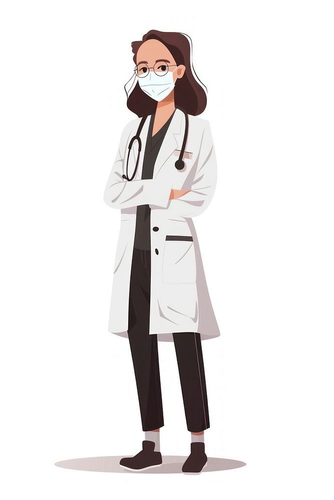 Woman doctor student wearing a facemask clothing apparel hosiery.