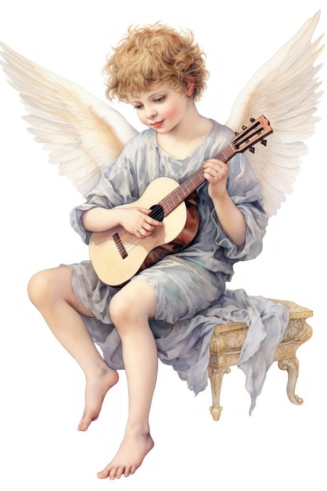 A todler cupid playing guitar photography archangel portrait.