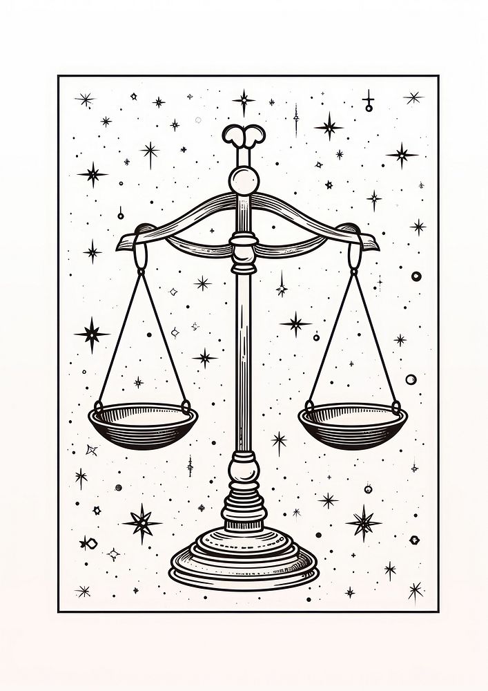 Zodiac constellations horoscope signs Libra symbol scale cross.