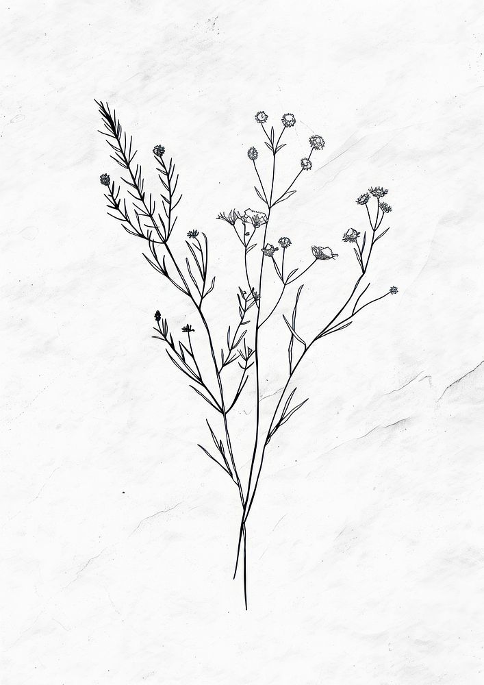 Minimal line art Hand drawn a wildflower for logo illustrated drawing sketch.