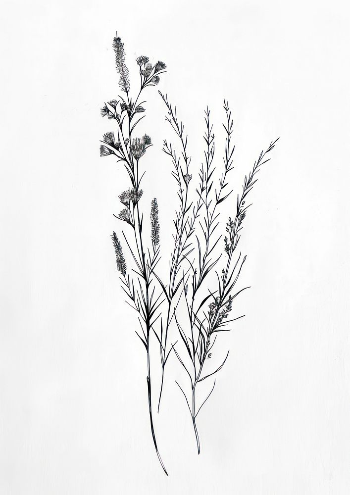 Minimal line art Hand drawn a wildflower for logo illustrated drawing sketch.