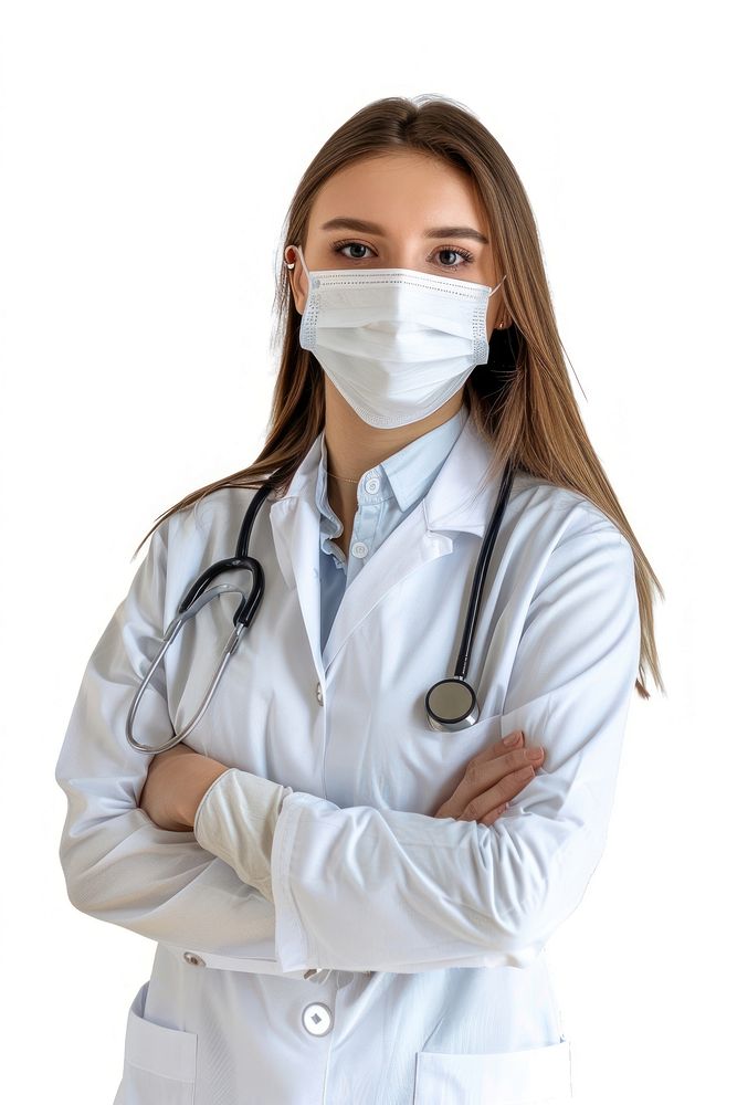 Woman doctor student wearing a facemask stethoscope clothing apparel.