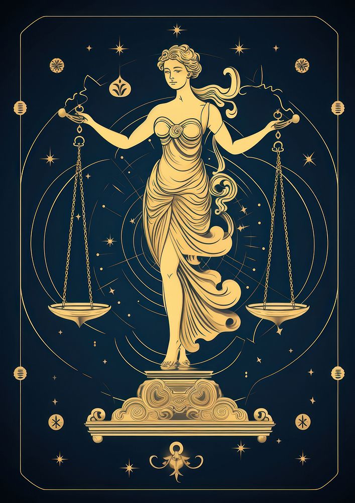 Elegant symbols and icons of Libra chandelier painting person.
