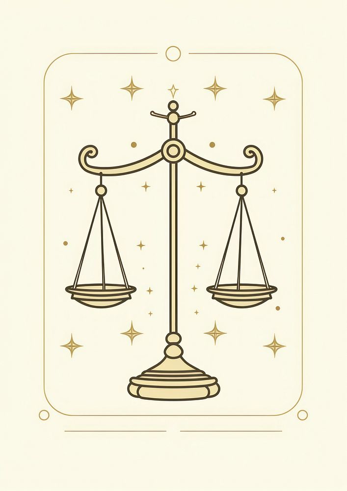 Elegant symbols and icons of Libra scale cross.