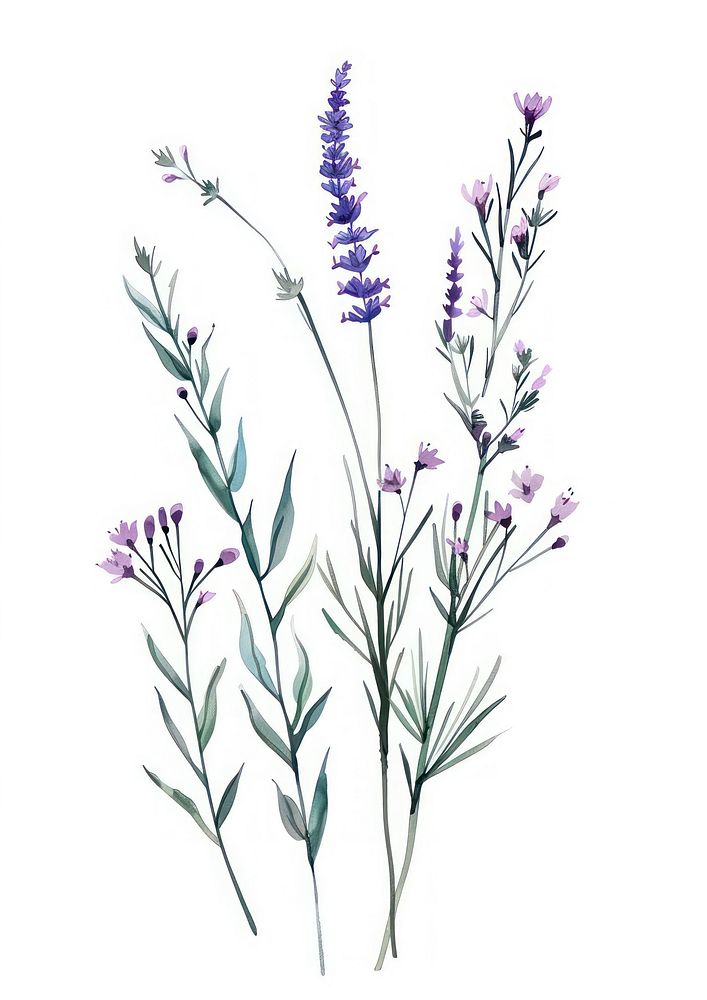 Vector illustration Hand drawn a wildflower lavender blossom herbal.
