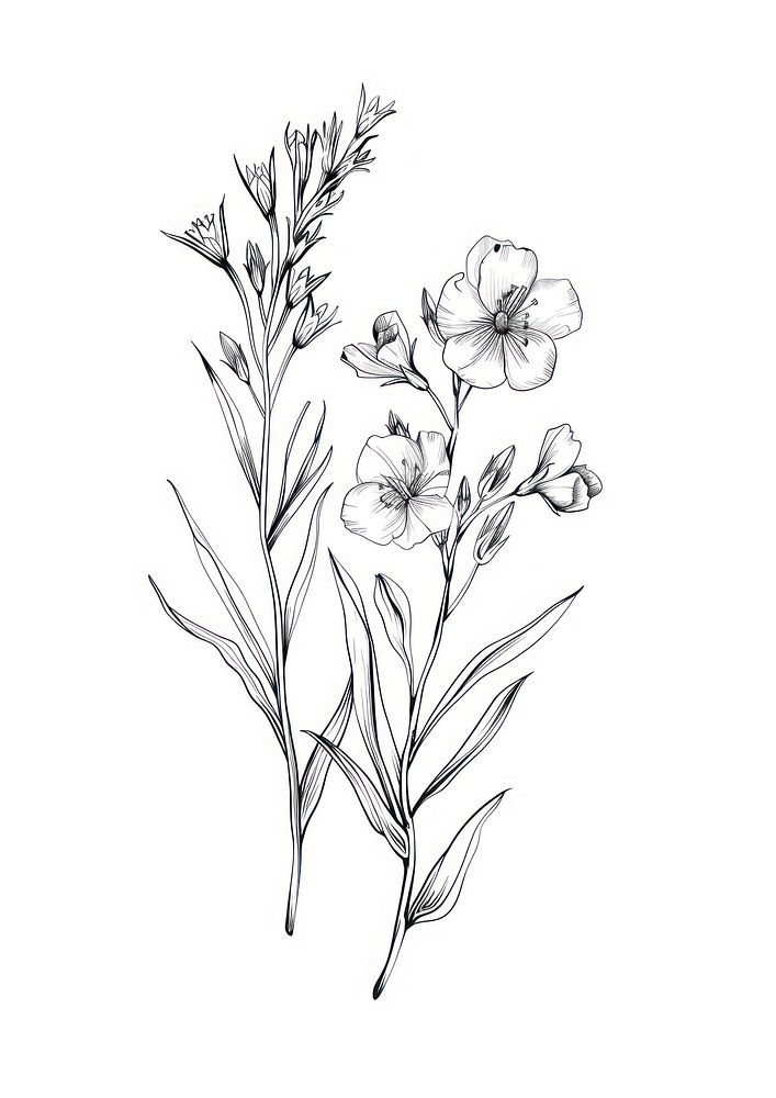 Vector illustration Hand drawn a wildflower illustrated graphics drawing.