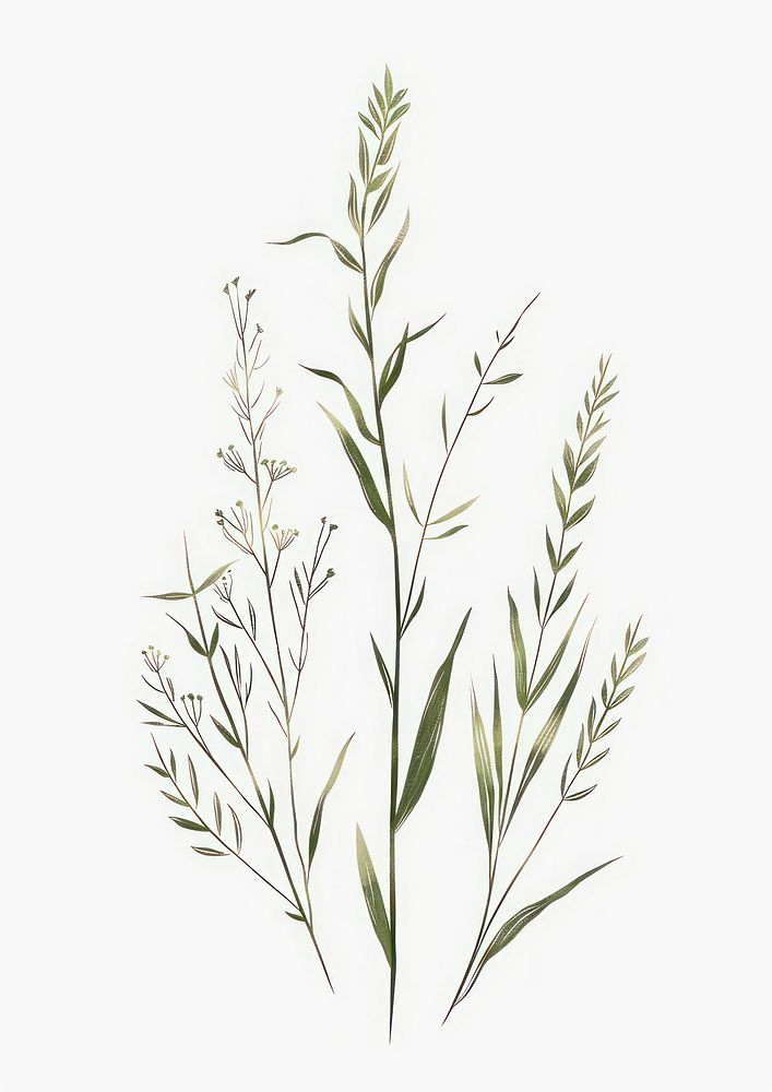 Vector illustration Hand drawn a wildflower herbal grass plant.