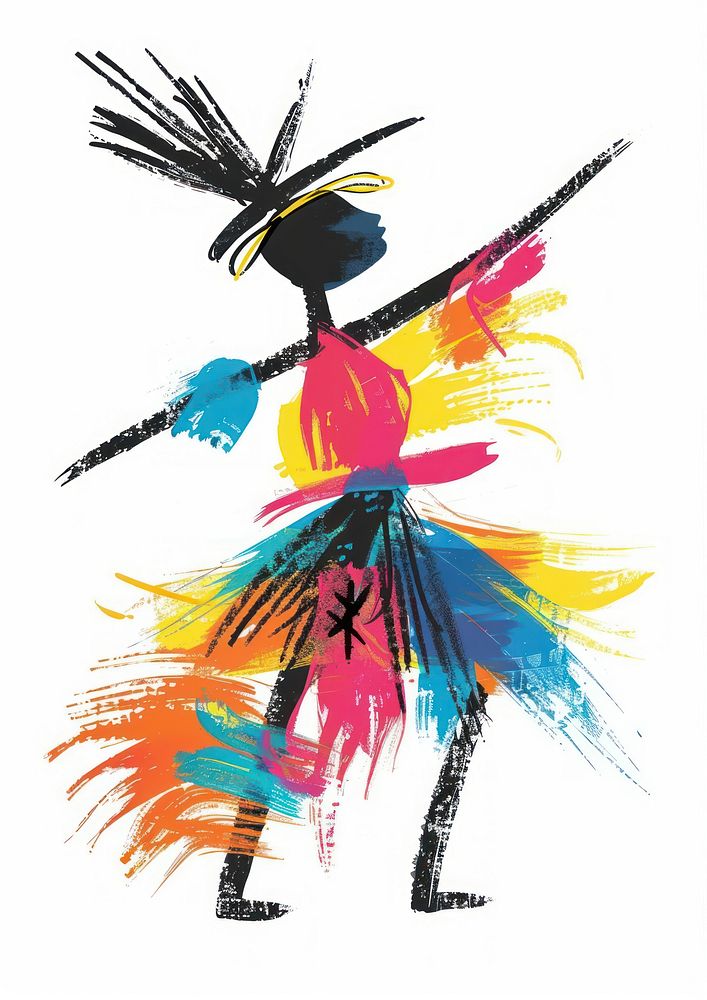 A brazil carnival dancer painting art white background.