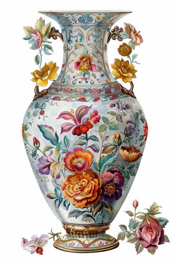 Ottoman painting of vase porcelain pottery flower.