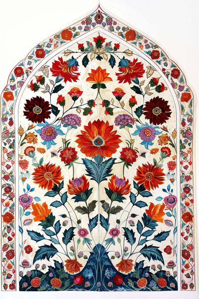 Ottoman painting of curtain pattern art architecture.