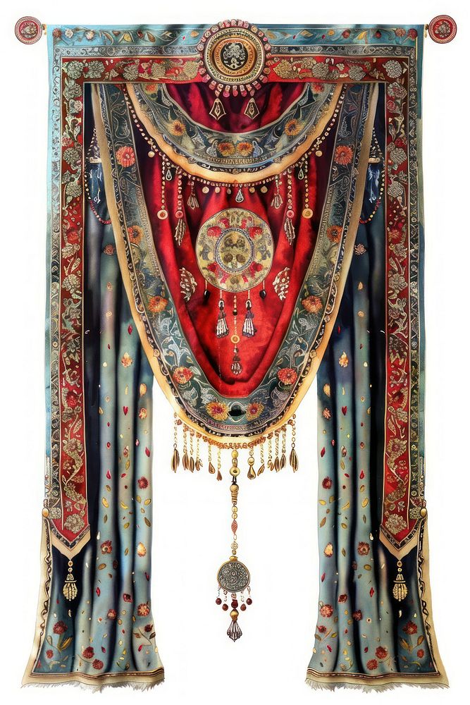 Ottoman painting of curtain tapestry pattern art.