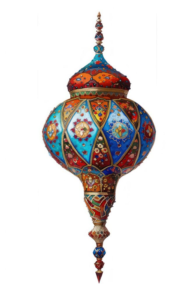 Ottoman painting of lamp porcelain art white background.
